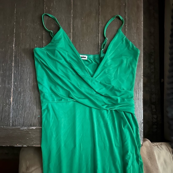 Kelly Green Long Maxi Dress L wedding party vacation cruise spring bodycon - Picture 4 of 6